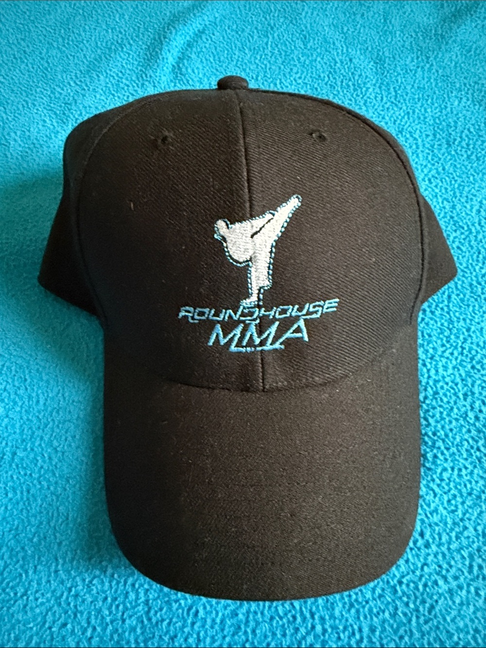 Roundhouse MMA Black Cap with Light Blue Embroidery